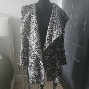 BCBGMaxAzria Black and White Leopard Cape